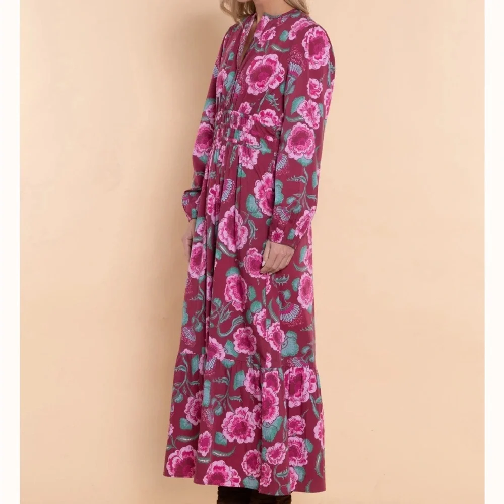 Sheradon French Eloise dress long sleeve in mulberry flora size XS NWT
